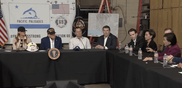 President Trump, first lady visit LA wildfire damage, host live roundtable